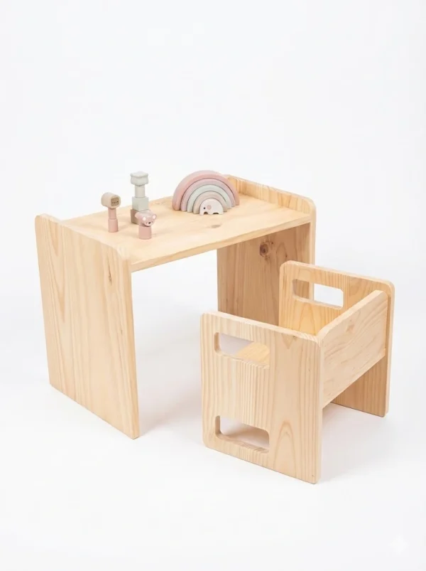 Escritorio Infantil Mesa Y Silla Cubo Reversible Montessori