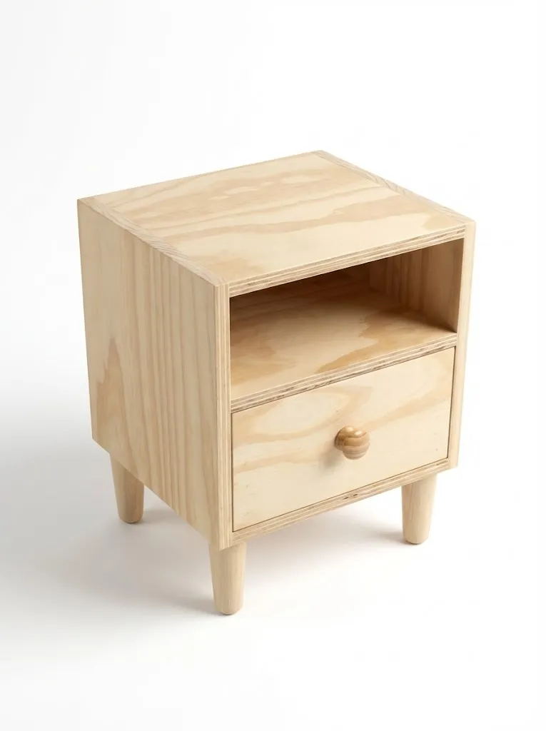 VL-008.1 Mesita De Noche Infantil Madera Estilo Nórdico Montessori - Imagen 1